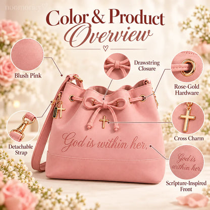 💕 Faith-Inspired Bucket Bag – God Is Within Her Handbag