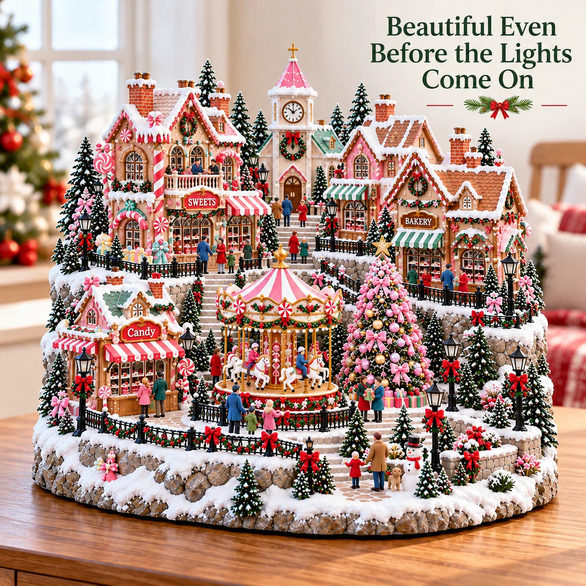 ✨ HOT SALE 49% OFF✨🎄"Candy-Bright" Christmas Market | Illuminated Miniature Christmas Town ✨