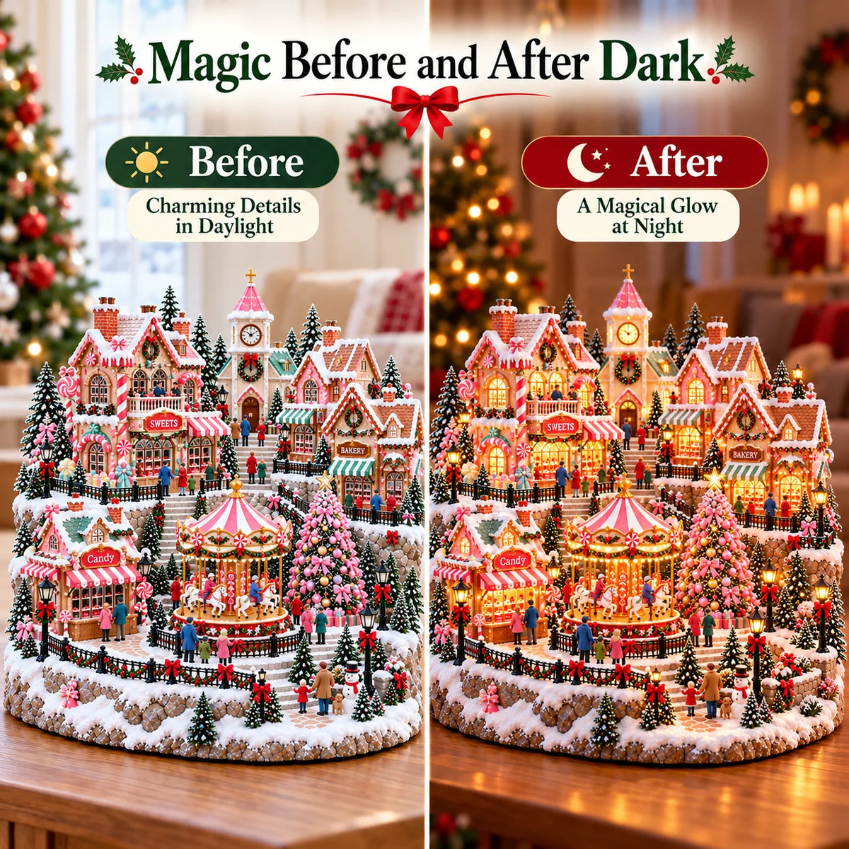 ✨ HOT SALE 49% OFF✨🎄"Candy-Bright" Christmas Market | Illuminated Miniature Christmas Town ✨