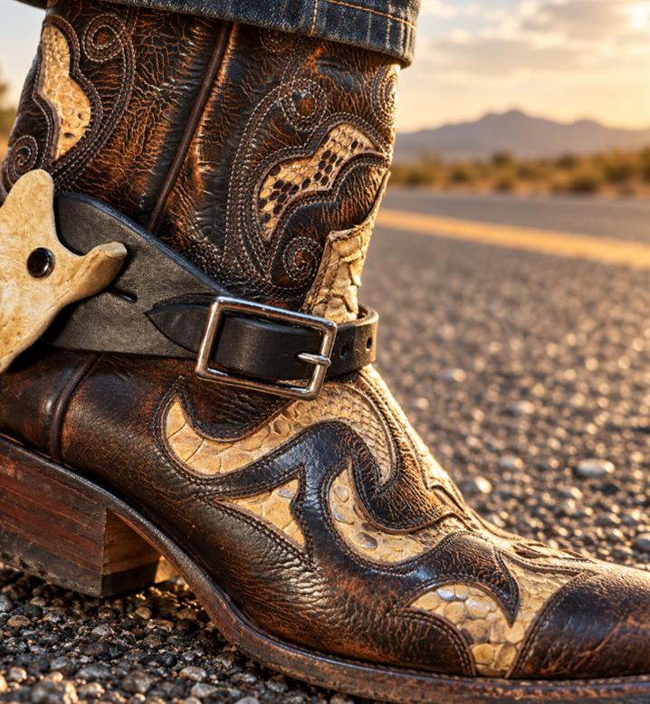 💀Handmade Human Jawbone-Inspired Cowboy Boot Spurs – 1 Pair (2 Pieces), Adjustable Leather Straps 🤠