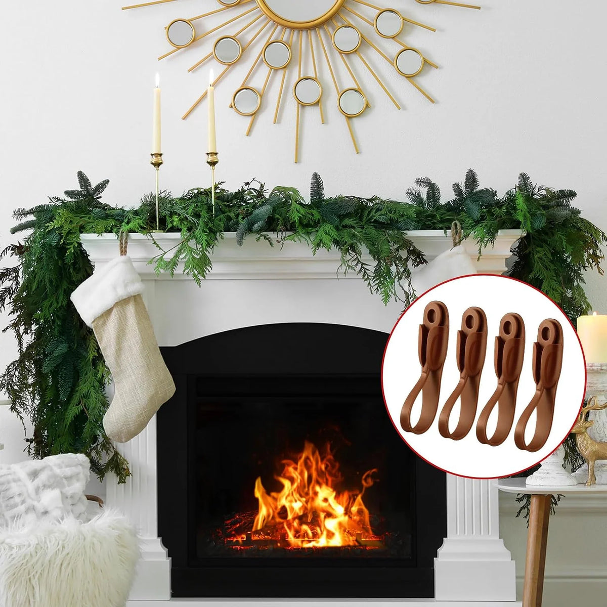 No-Drill Christmas Garland Hangers – Self-Adhesive Flexible Silicone Hooks (Set of 4)