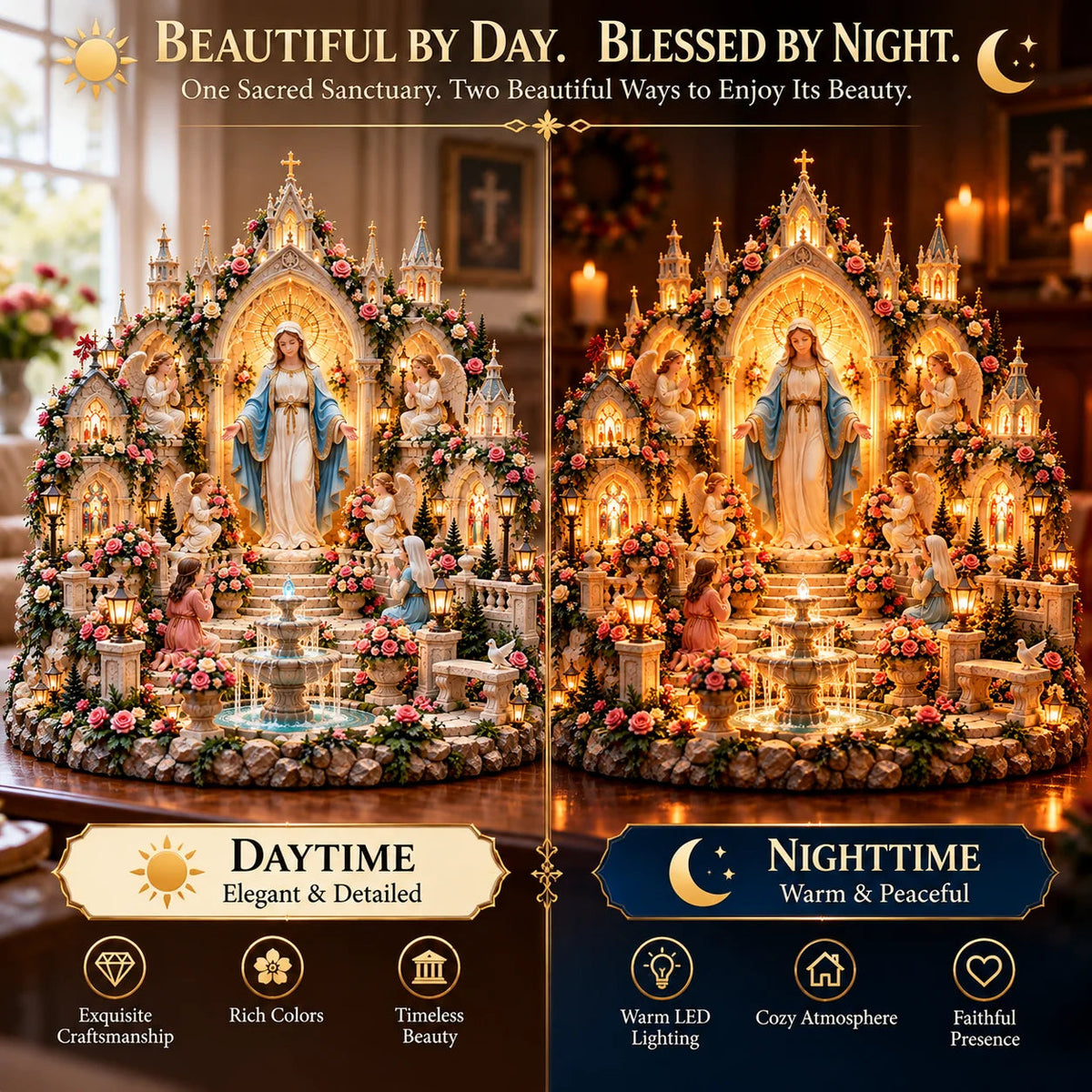 🌹 A Mother's Love, A Light of Grace ✨ Virgin Mary LED Sanctuary – Faith, Hope & Everlasting Love