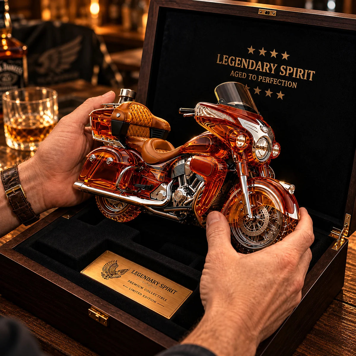 Classic American Touring Motorcycle Whiskey Decanter