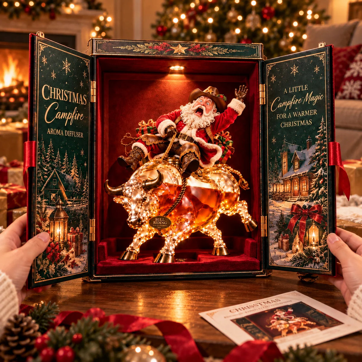 🎄🐂 Scared Santa Bull Rider Whiskey Bottle –  Unique Holiday Gift 🎁