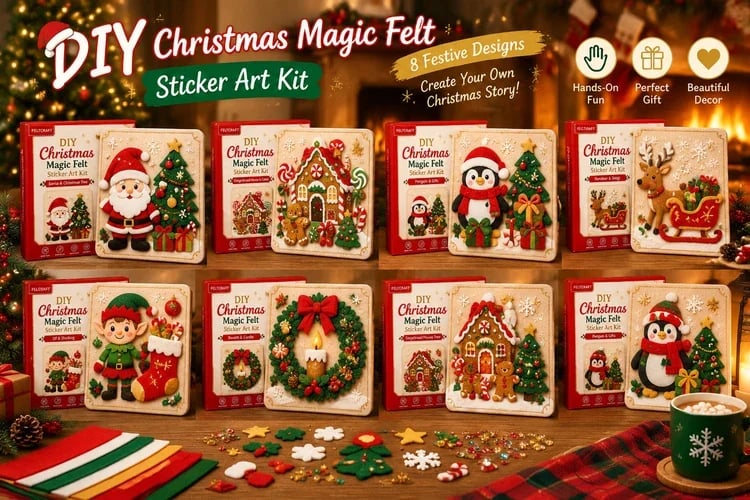 🎄✨ Cozy Christmas Felt Art Craft Kit – Reusable DIY Family Activity & Creative Christmas Gift 🎁❤️