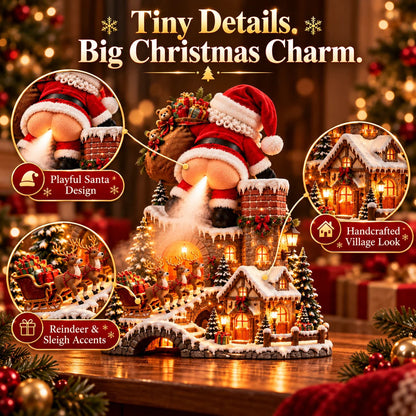 🎅 Santa’s Cheeky Christmas Village™ – Lighted Aroma Diffuser with Funny Santa Mist & Magical Holiday Glow