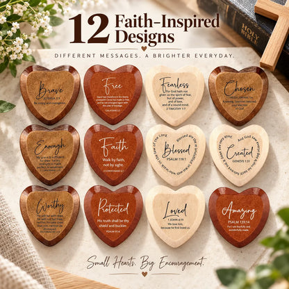 ✝️ 12-Piece Christian Wooden Heart Keepsake Gift Set