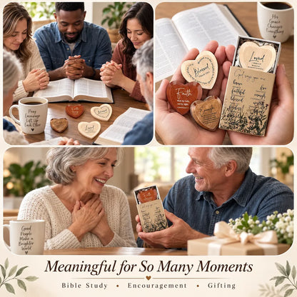 ✝️ 12-Piece Christian Wooden Heart Keepsake Gift Set