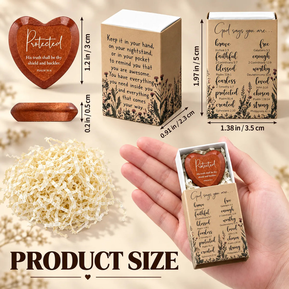 ✝️ 12-Piece Christian Wooden Heart Keepsake Gift Set