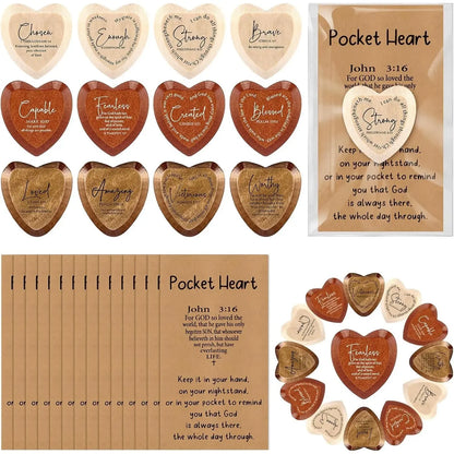 ✝️ 12-Piece Christian Wooden Heart Keepsake Gift Set