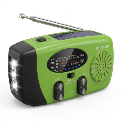 ☀️ Portable Solar Emergency Radio with Hand Crank, LED Flashlight & NOAA Weather Alerts – Outdoor Survival Essential 🔋