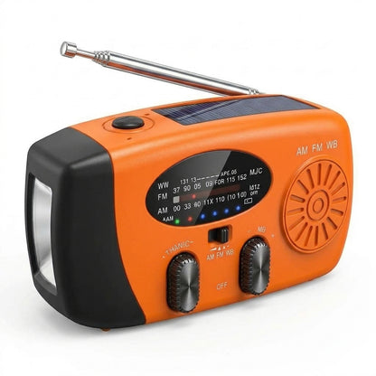 ☀️ Portable Solar Emergency Radio with Hand Crank, LED Flashlight & NOAA Weather Alerts – Outdoor Survival Essential 🔋