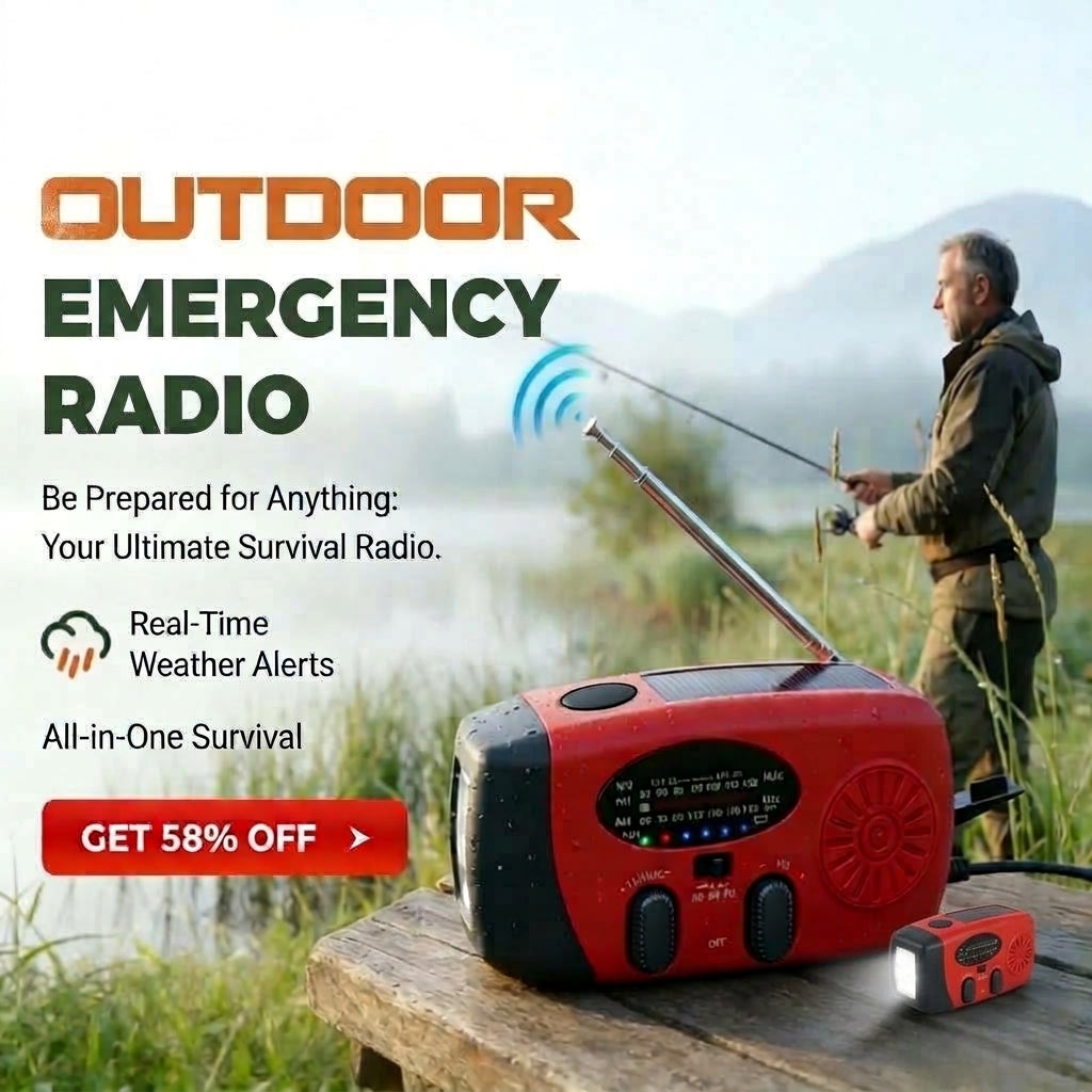 ☀️ Portable Solar Emergency Radio with Hand Crank, LED Flashlight & NOAA Weather Alerts – Outdoor Survival Essential 🔋