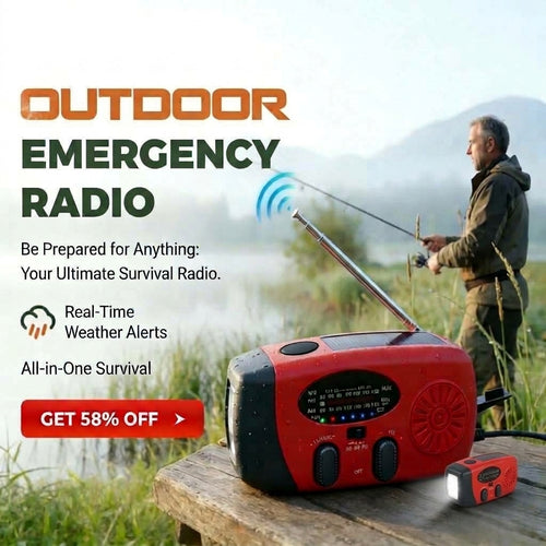 ☀️ Portable Solar Emergency Radio with Hand Crank, LED Flashlight & NOAA Weather Alerts – Outdoor Survival Essential 🔋