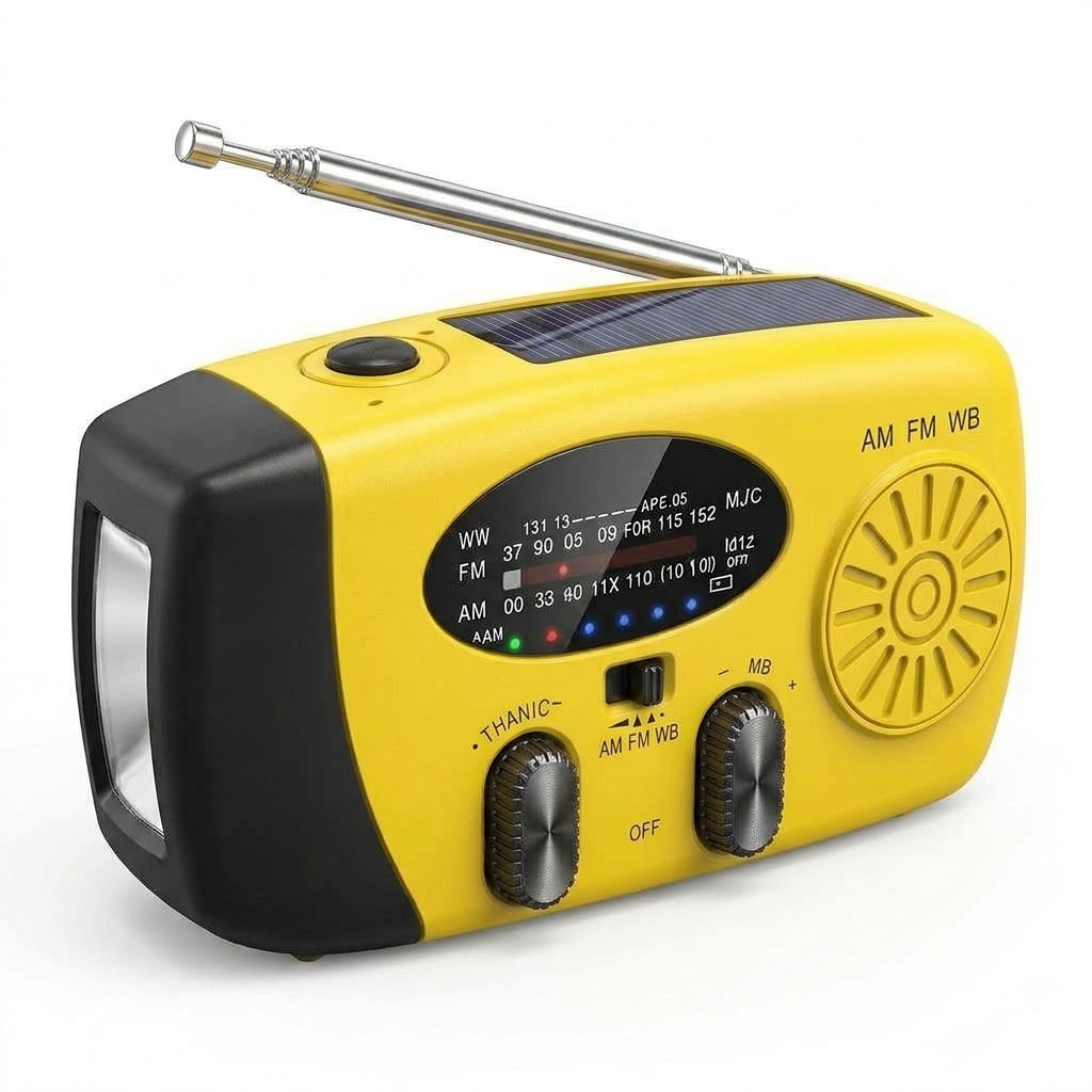 ☀️ Portable Solar Emergency Radio with Hand Crank, LED Flashlight & NOAA Weather Alerts – Outdoor Survival Essential 🔋