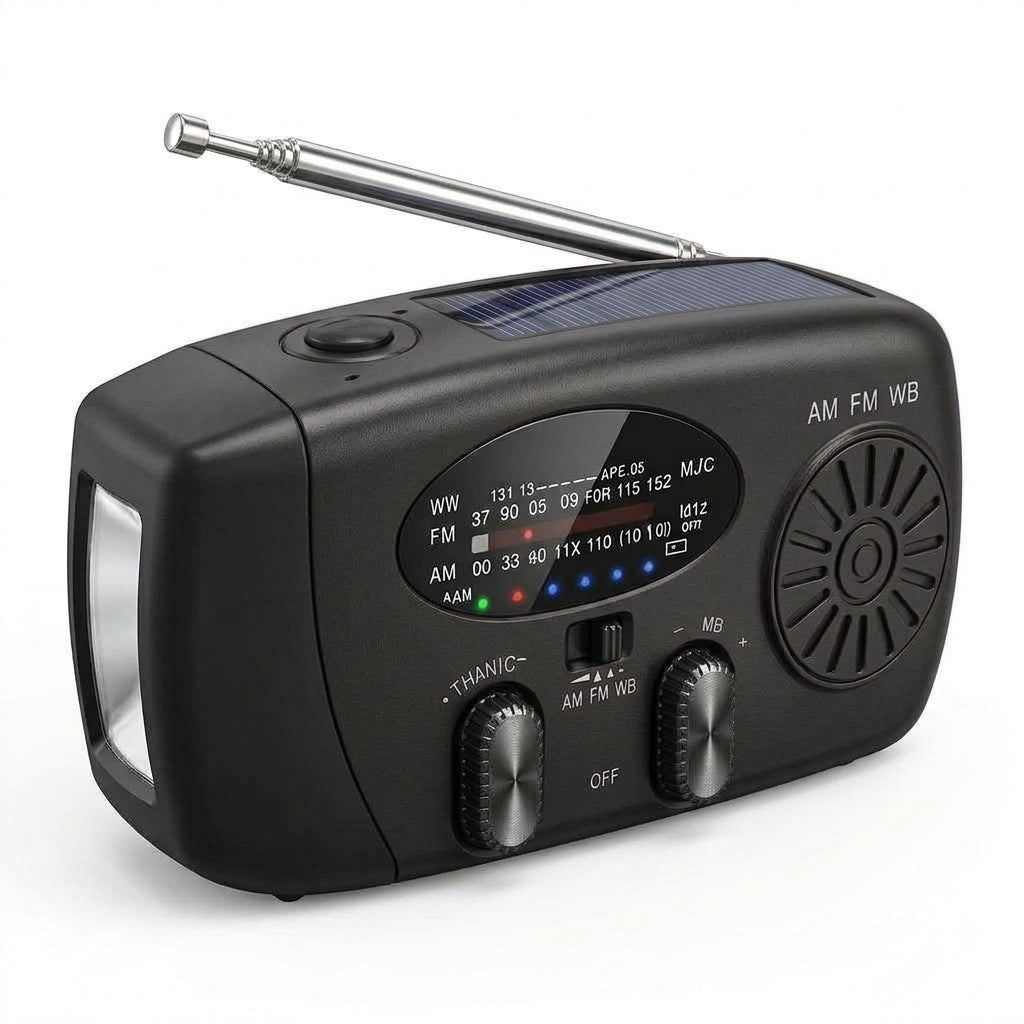 ☀️ Portable Solar Emergency Radio with Hand Crank, LED Flashlight & NOAA Weather Alerts – Outdoor Survival Essential 🔋