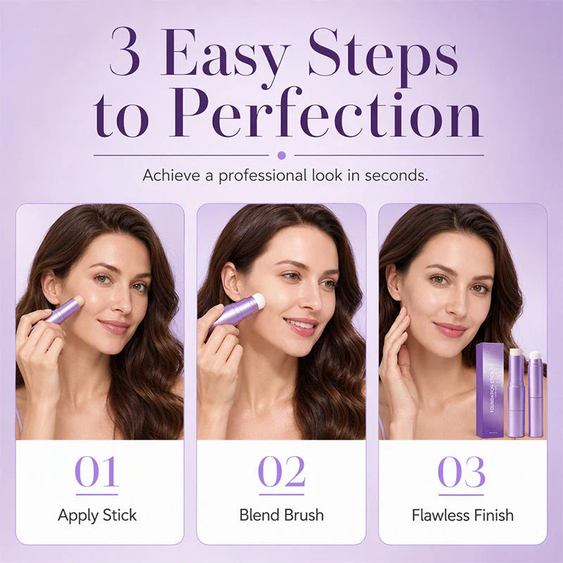 🤍Limited Buy 2 Get 1 Free!!💄 2-in-1 Color Changing Foundation Stick ✨Conceals Blemishes & Redness, Long Lasting 💗