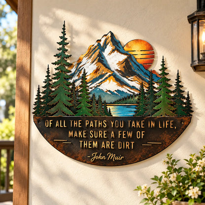 🏔️ Mountain & Pine Forest Metal Wall Art with Inspirational John Muir Quote – Rustic Nature Decor for Hikers & Outdoor Lovers 🌲