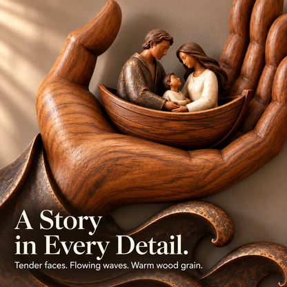 🤲 Held in His Hand – Family Boat Wall Sculpture