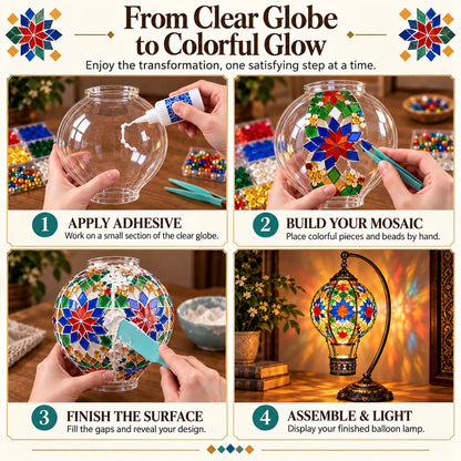 ⏳ Last Day 49% OFF – 🎨 Beginner-Friendly Turkish Mosaic Hot Air Balloon Lamp DIY Kit | Complete Kit with Mosaic Pieces, Tools & USB Light Included ✨