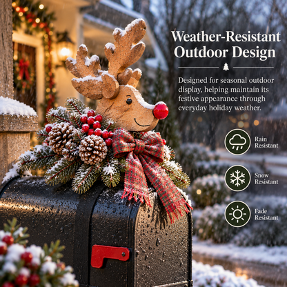 Vintage Christmas Reindeer Mailbox Topper