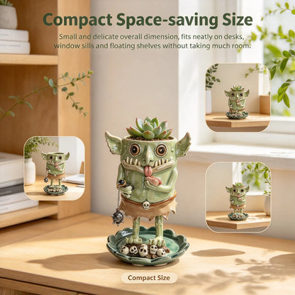 👺Handmade Gothic Goblin Ceramic Planter