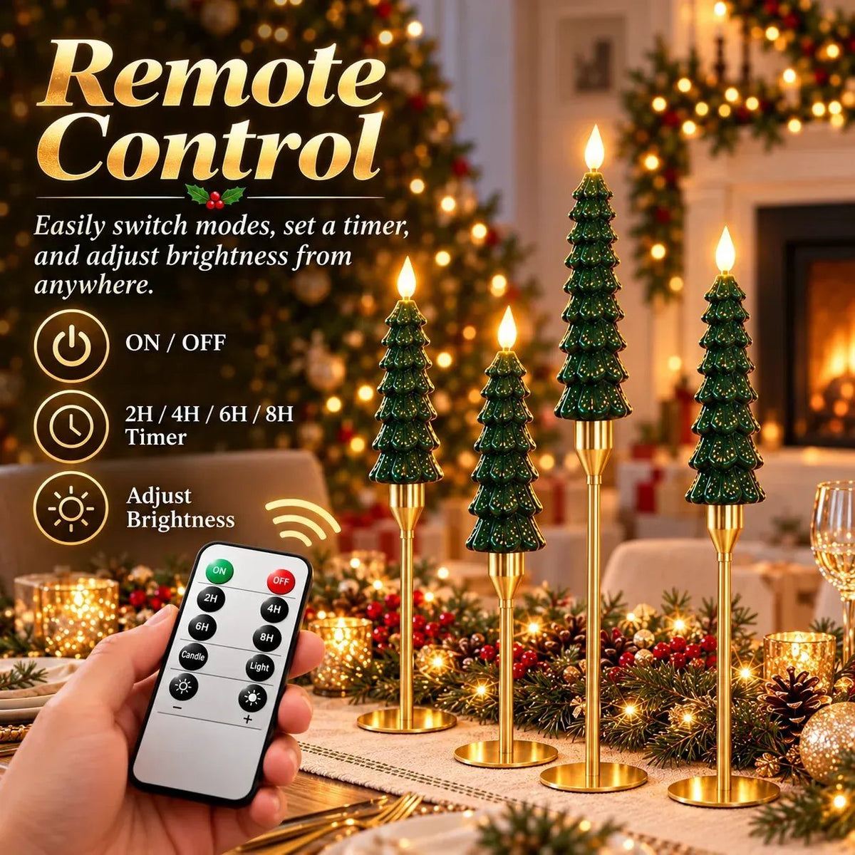 Remote Control Christmas Tree LED Candles – Flameless Flickering Holiday Decor
