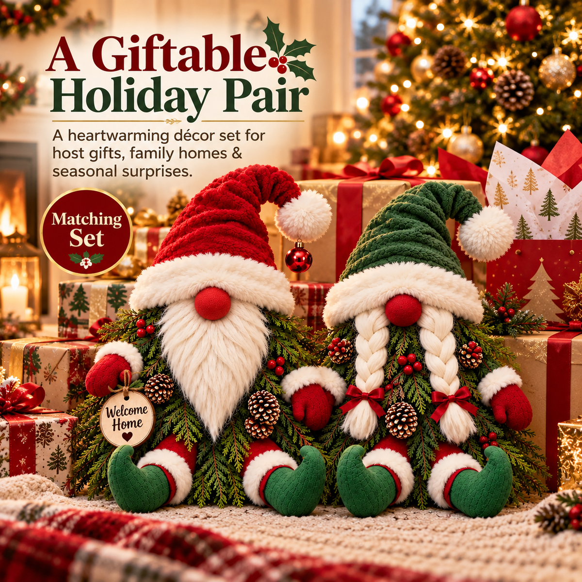 Christmas Evergreen Gnome Decorations