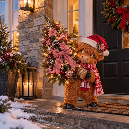 🎄🐮 🎀 The Pinkmas Tree Thief | Funny Light-Up Highland Cow Christmas Decor