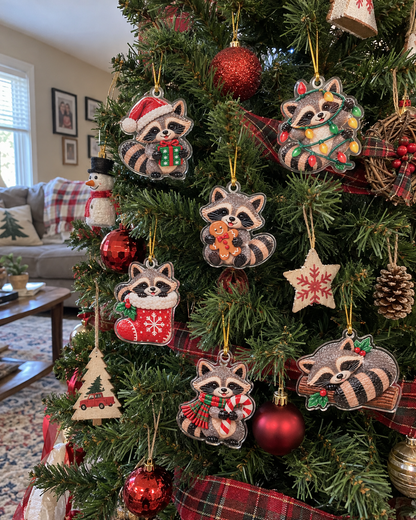 Adorable Christmas Raccoon Ornaments