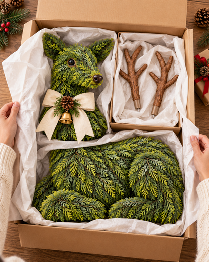 ✨Woodland Welcome Reindeer – Lighted Evergreen Christmas Deer Decor for Front Porch & Home