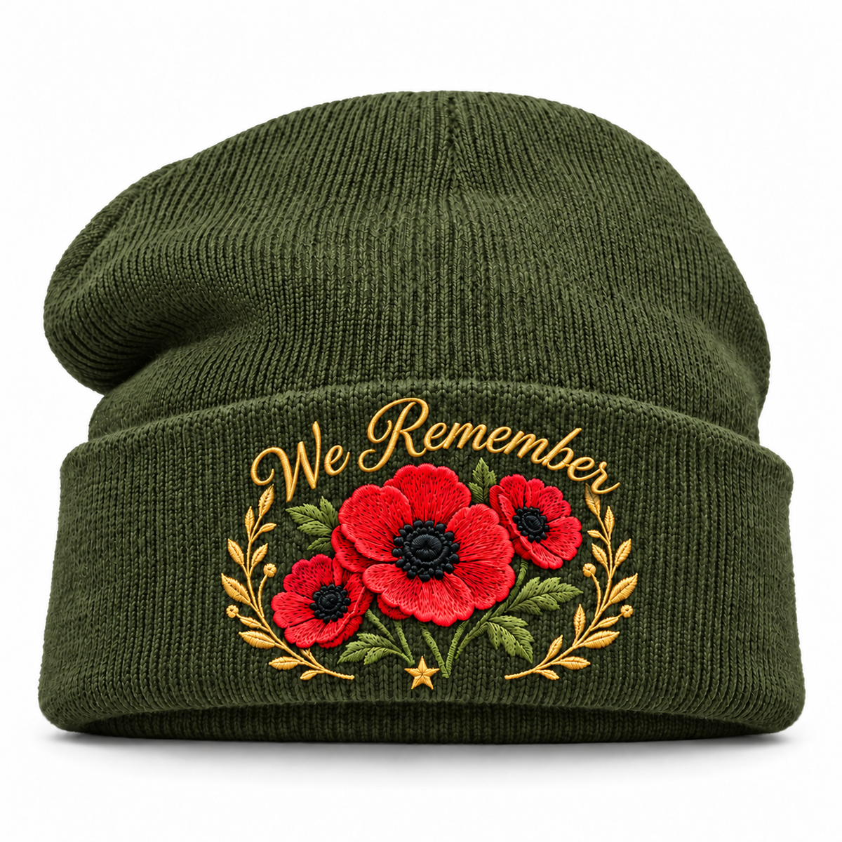 🌺 Remembrance Poppy Embroidered Beanie - A Tribute to Those Who Served