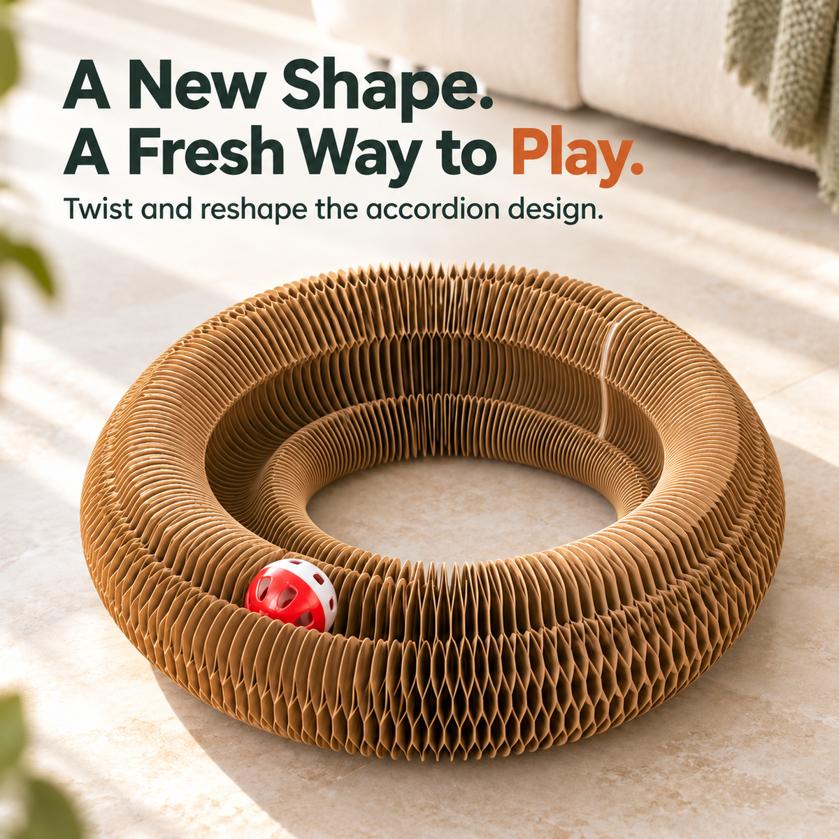 🐾 Foldable Honeycomb Cat Scratcher & Bell Ball Toy