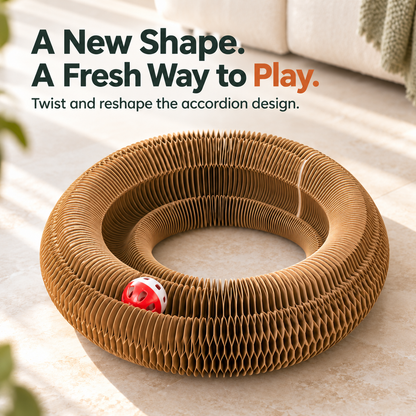 🐾 Foldable Honeycomb Cat Scratcher & Bell Ball Toy