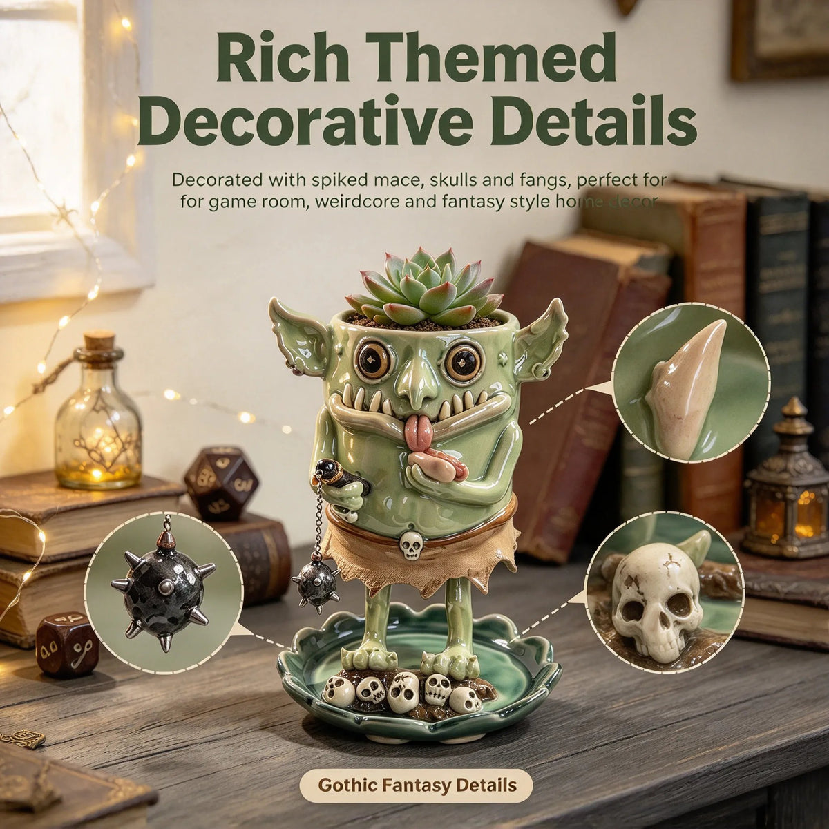 👺Handmade Gothic Goblin Ceramic Planter