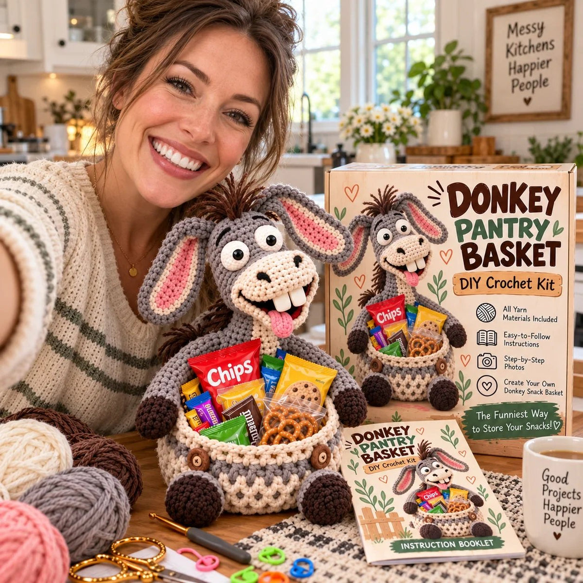 Funny Animal Crochet Snack Basket DIY Kit