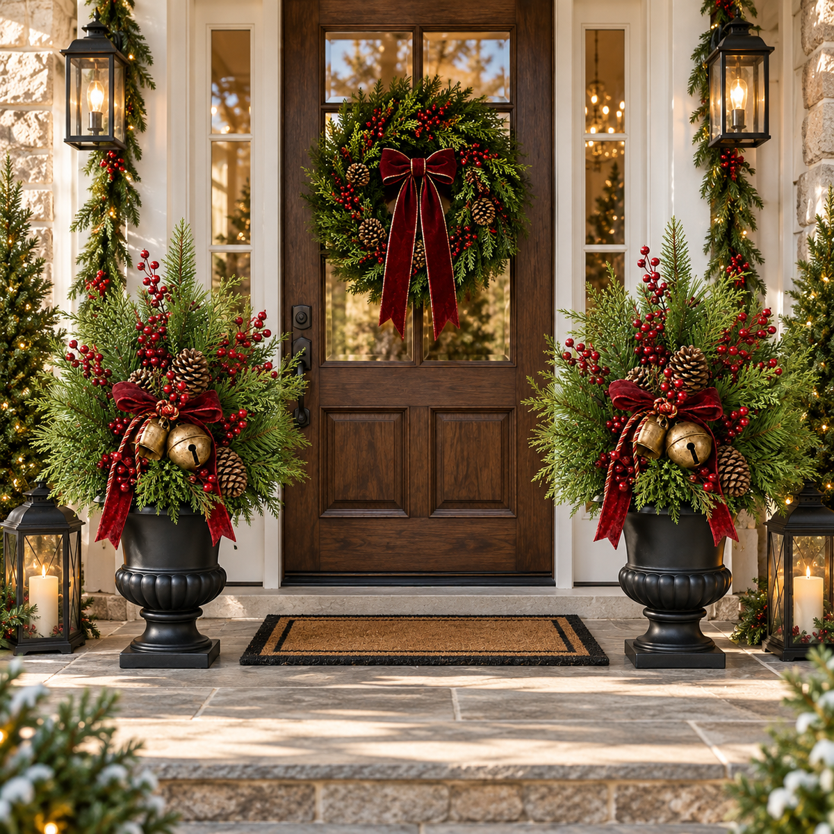 24-Inch Pre-Lit Christmas Evergreen Urn Filler