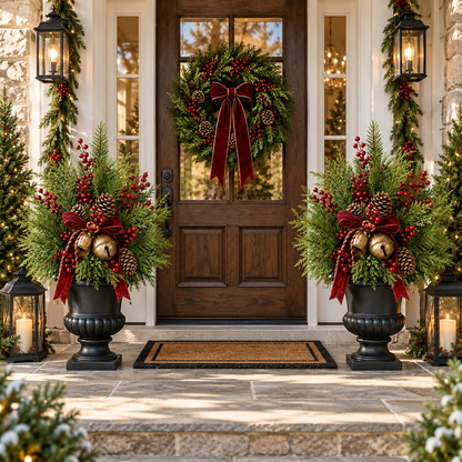 24-Inch Pre-Lit Christmas Evergreen Urn Filler