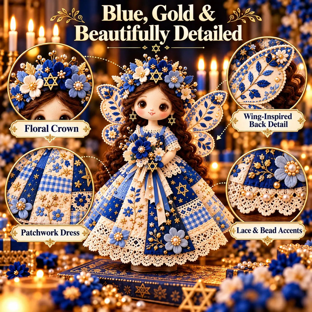 🕎🧵 Hanukkah DIY Patchwork Doll Kit – Handmade Festival of Lights Keepsake
