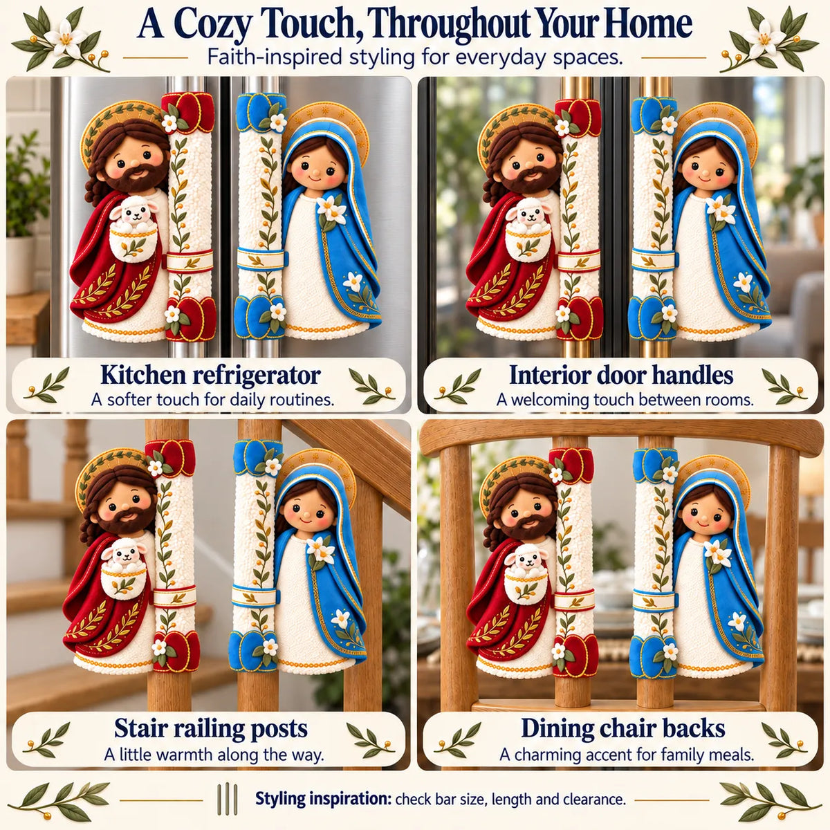 ⏳ Last Day 49% OFF – ✝️ Jesus & Mary Plush Handle Huggers | Soft Faith-Inspired Covers for Refrigerator Handles & Home Décor ❤️