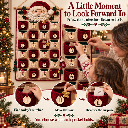 ⏳ Last Day 49% OFF – 🧶 DIY Crochet Advent Calendar Kit | 24 Refillable Pockets, 4 Christmas Characters & Complete Crochet Materials 🎄