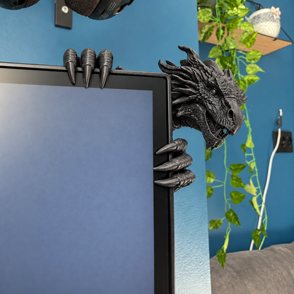 Legendary Dragon Screen Guardian – 3D Fantasy Monitor Corner Figurine, Unique Gaming Desk Decor & Gifts for Dragon Lovers