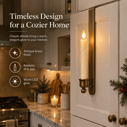 🕯 3-Pack Vintage Brass Cabinet Candles with Remote