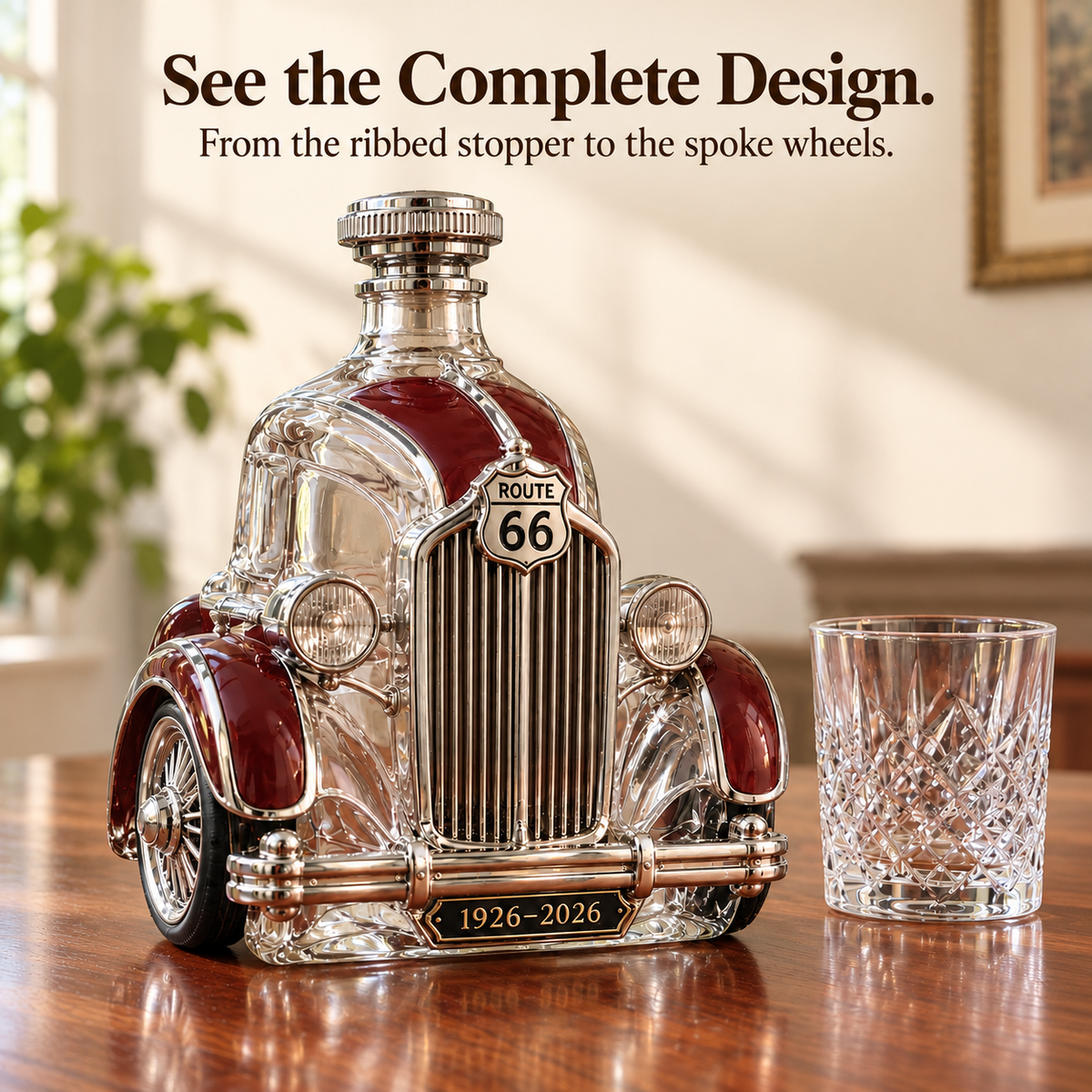 Route 66 100th Anniversary Whiskey Decanter – Vintage Car Edition