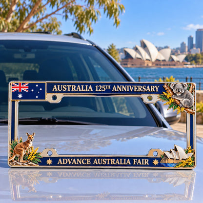 🇦🇺 Australia 125th Anniversary Commemorative Metal License Plate Frame – A Tribute to Aussie Heritage 🦘🐨