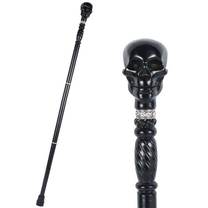 💀Black Devil Skull Wooden Walking Cane