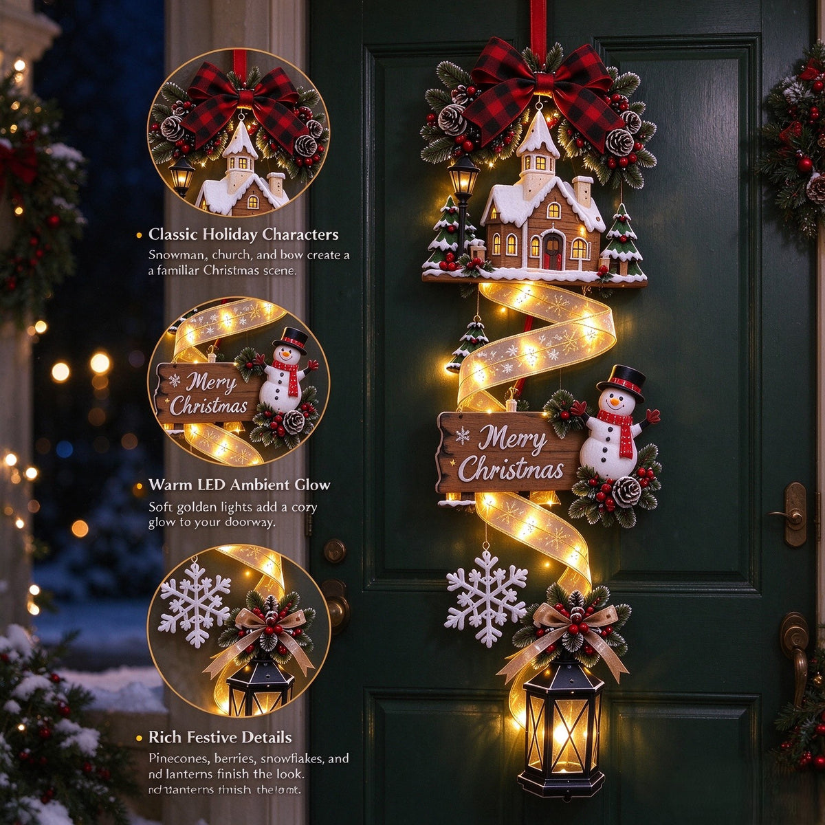 ⛄ ✨Snowman Christmas LED Door Cascade Decor✨
