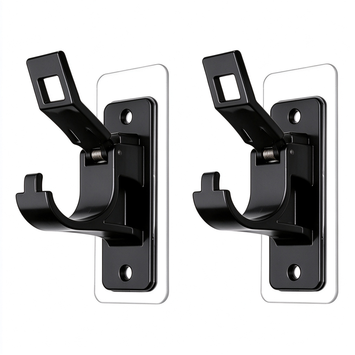 🏠2-Pack No-Drill Curtain Rod Brackets, Self-Adhesive Multifunctional Acrylic Gel Rod Holder Hooks
