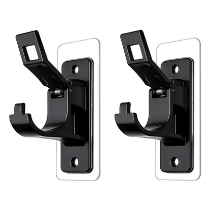 🏠2-Pack No-Drill Curtain Rod Brackets, Self-Adhesive Multifunctional Acrylic Gel Rod Holder Hooks