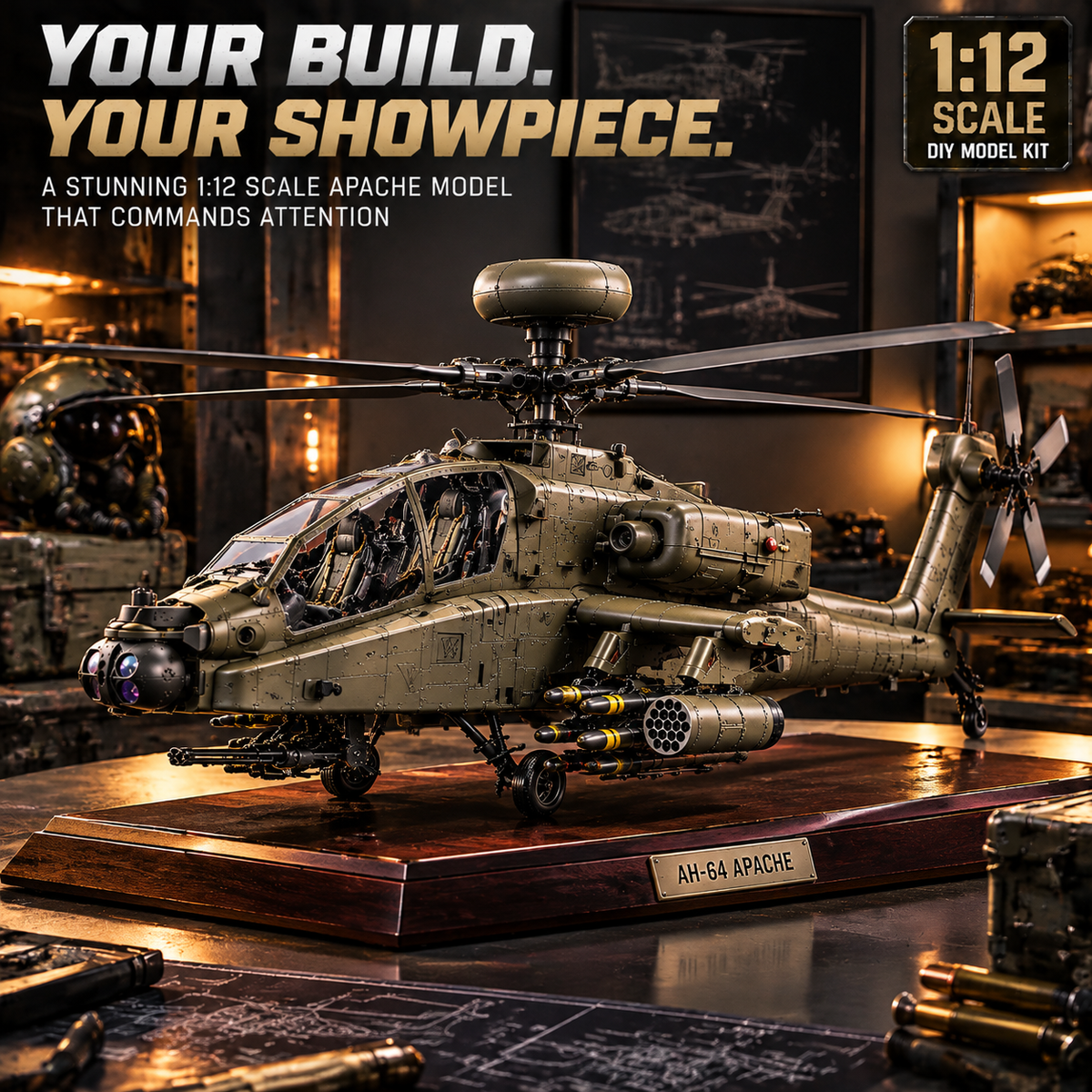 🔥LAST DAY 49% OFF🚁Apache Attack Helicopter Model Kit – Build Your Own Military Aviation Legend